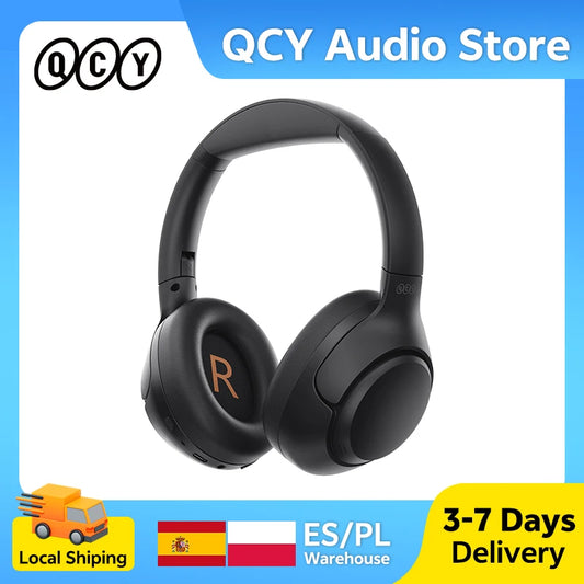 Cuffie wireless QCY H3: audio Hi-Res, over-ear, cancellazione attiva ibrida del rumore 43dB, Bluetooth 5.4, ideali anche per il gaming.