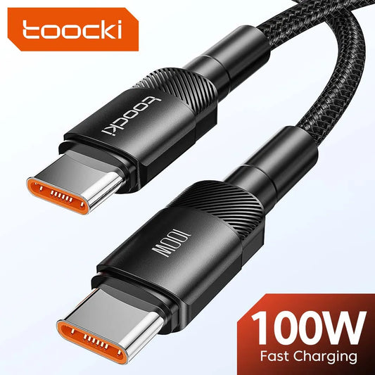 Cavo Toocki 100W USB-C a USB-C: ricarica rapida PD 3.0 / QC 4.0, compatibile con iPhone 15, MacBook, Samsung, Xiaomi.
