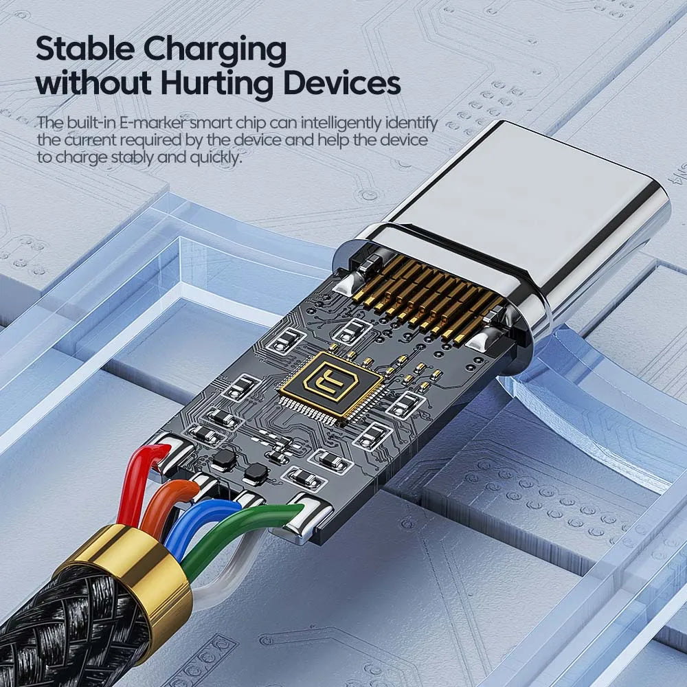 Cavo Toocki 100W USB-C a USB-C: ricarica rapida PD 3.0 / QC 4.0, compatibile con iPhone 15, MacBook, Samsung, Xiaomi.